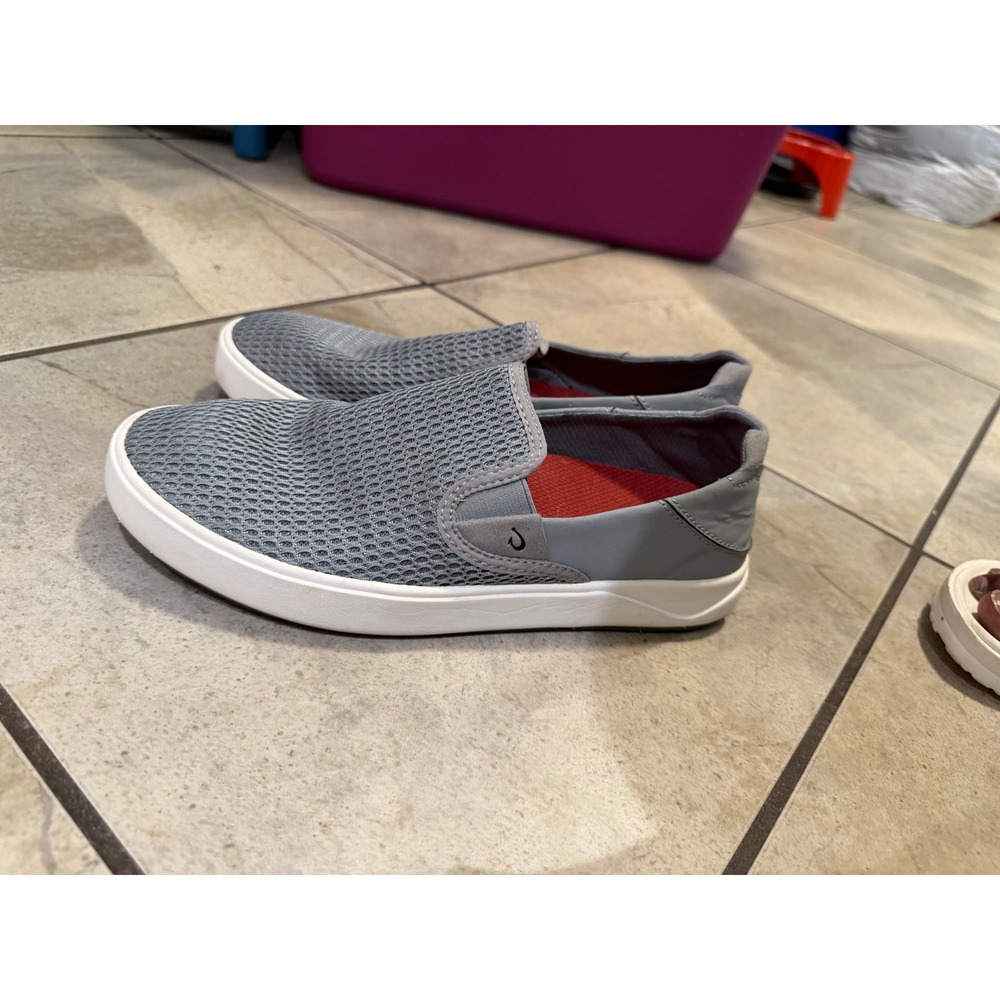 OluKai Lae'ahi Mens Slip On Sneakers Gray Mesh Shoes 10443-PVPV Size 7